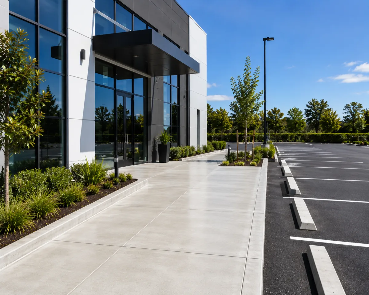 Entrance paths and carpark being cleaned