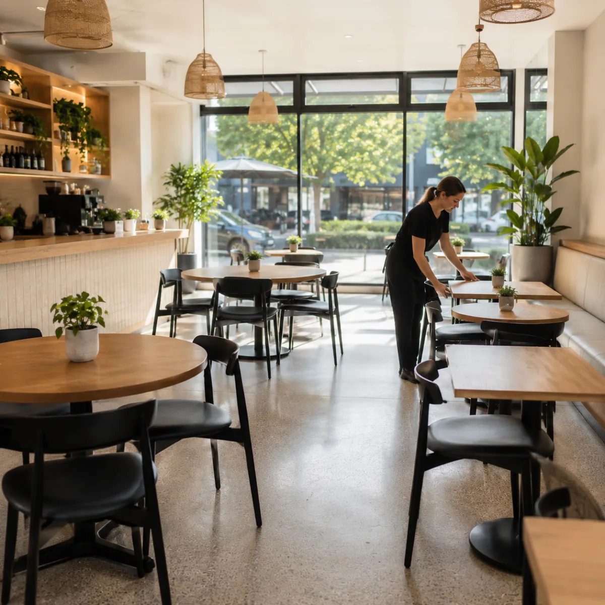 A restaurant dining room