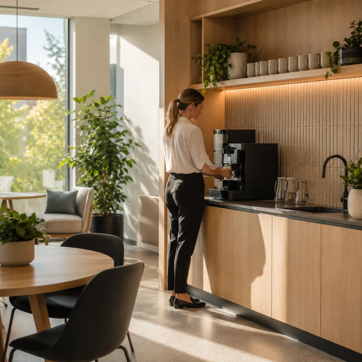A clean open-plan office