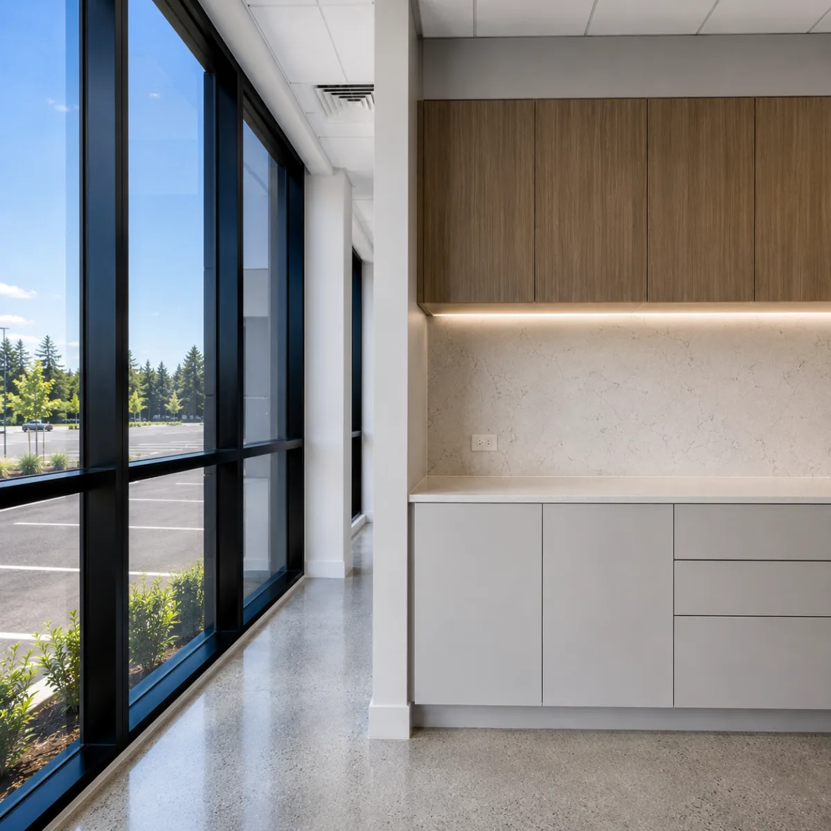 A commercial fit-out ready for cleaning