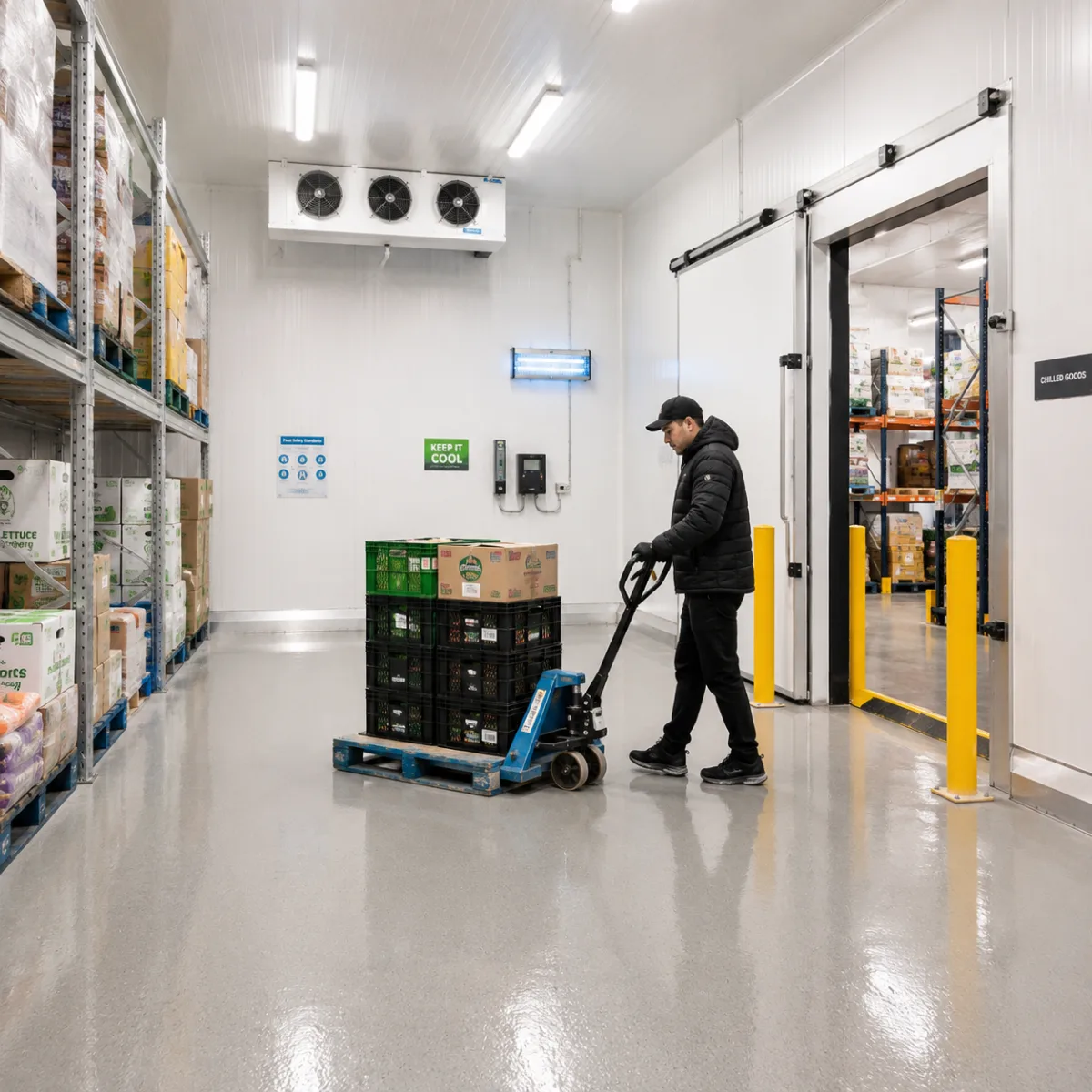 Supermarket shelving and stock