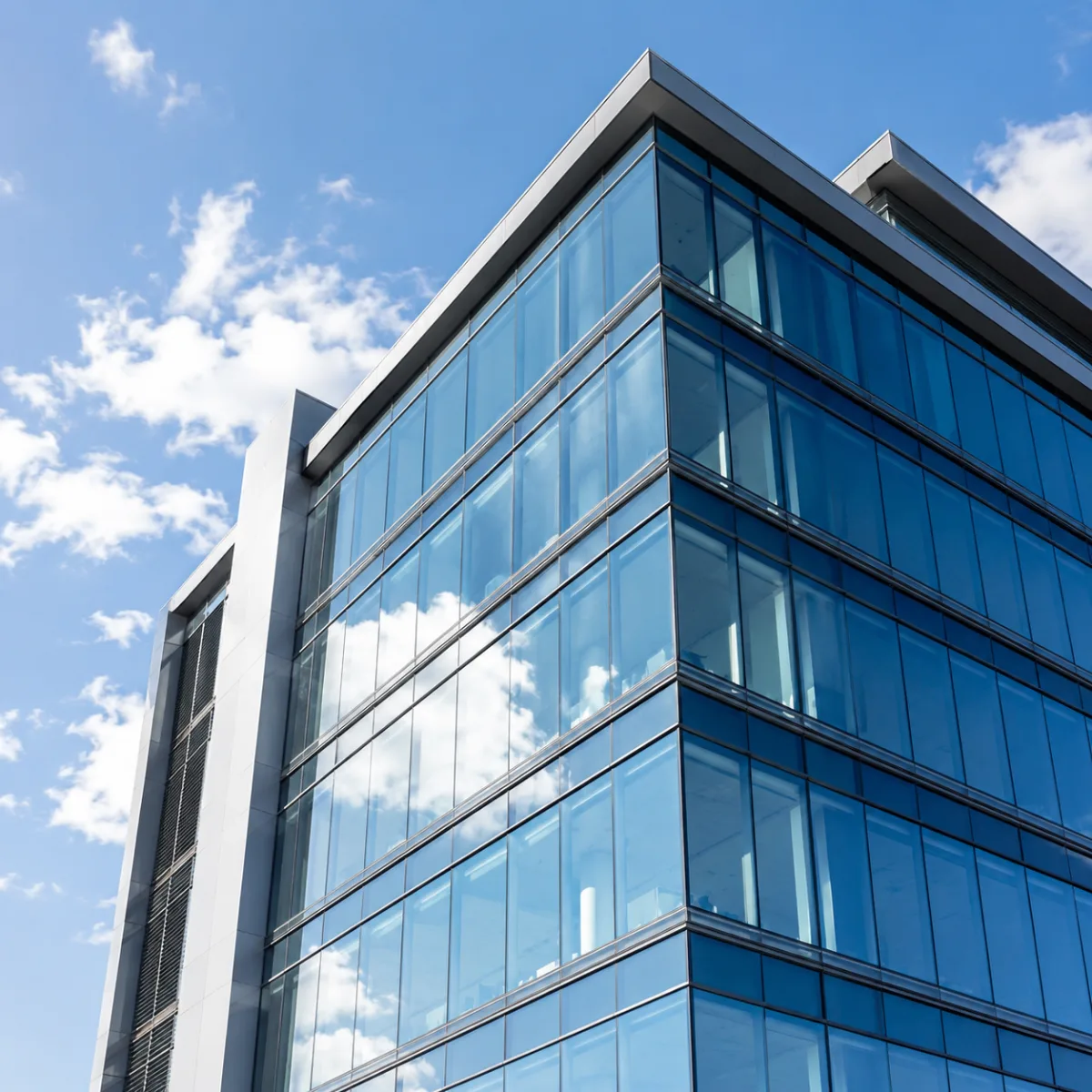 A multi-level glass building