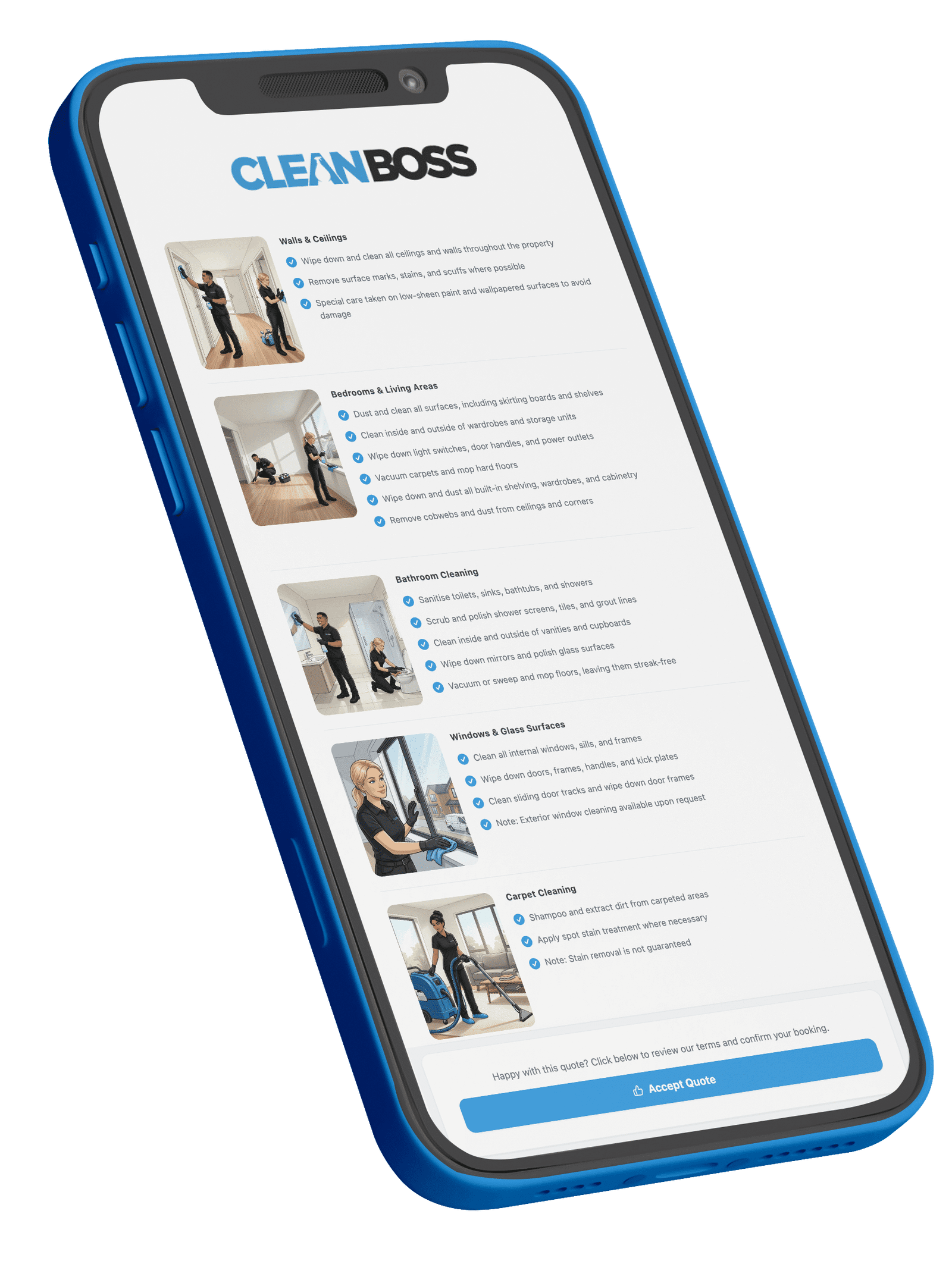 The Clean Boss booking app