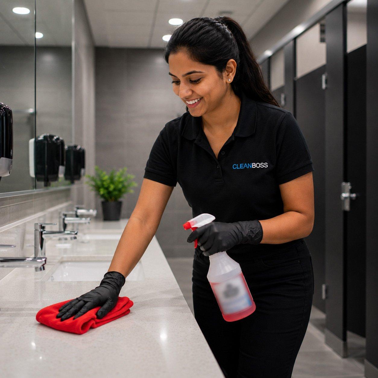 A spotless school bathroom block cleaned by Clean Boss in Taupo